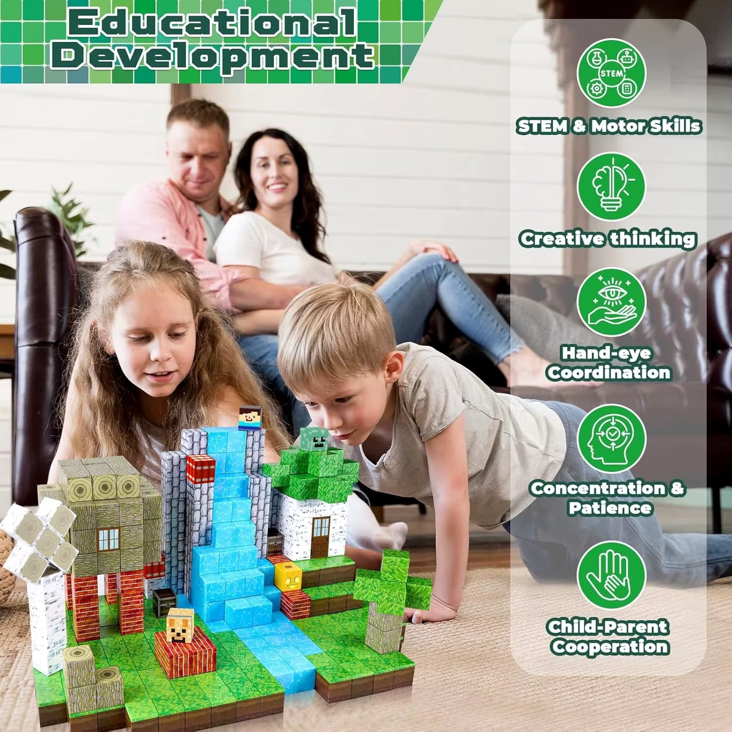 Magnetiska Byggklossar – Minecraft-inspirerade (100 bitar)